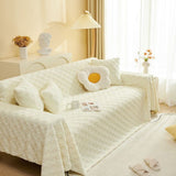 Checkered Plush Velvet Sofa Cover