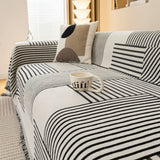 Chenille Striped Tassel Sofa Cover