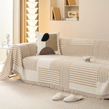 Chenille Striped Tassel Sofa Cover