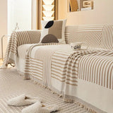Chenille Striped Tassel Sofa Cover