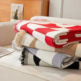 Chess Board Chic Tasseled Sofa Cover