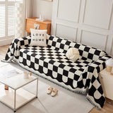 Chess Board Chic Tasseled Sofa Cover