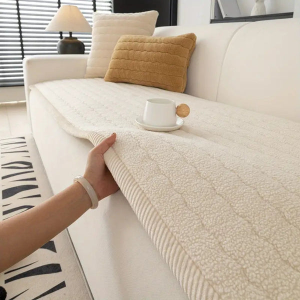 Housse de canapé en peluche épaisse et chic