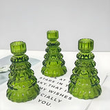 Christmas Tree Glass Candle Holder | 3pcs Set