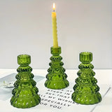 Christmas Tree Glass Candle Holder | 3pcs Set