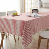 Classic Striped Tassel Table Cloth