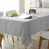 Classic Striped Tassel Table Cloth