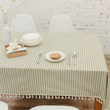 Classic Striped Tassel Table Cloth