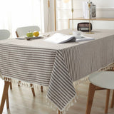 Classic Striped Tassel Table Cloth