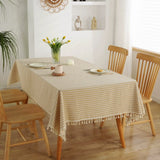 Classic Striped Tassel Table Cloth