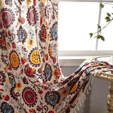 Boho Color Wheel Bloom Tassel Curtain