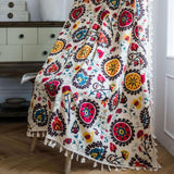 Boho Color Wheel Bloom Tassel Curtain