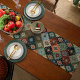 Colorful Geometric Tassel Table Runner Decor