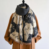 Cute Cat Jacquard Winter Scarf