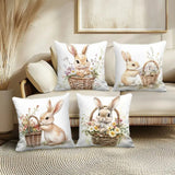Easter Floral Bunnies Cushion Cover | 4pcs Set