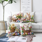 Easter Floral Bunnies Cushion Cover | 4pcs Set