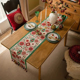 Embroidered Floral Tassel Table Runner