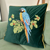 Embroidered Parrot Cushion