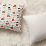 Faux Fleece Halloween Pumpkin Cushion Cover