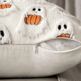 Faux Fleece Halloween Pumpkin Cushion Cover