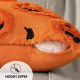 Faux Fleece Halloween Pumpkin Cushion Cover