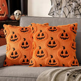 Faux Fleece Halloween Pumpkin Cushion Cover