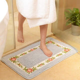 Floral Border Absorbent Bath Mat