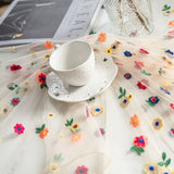 Floral Embroidered Lace Tablecloth Cover