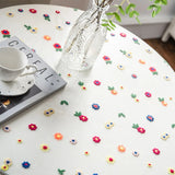 Floral Embroidered Lace Tablecloth Cover