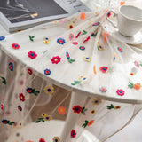 Floral Embroidered Lace Tablecloth Cover