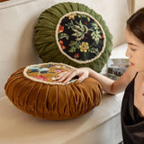 Floral Medley Velvet Round Cushion