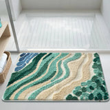 Fluffy Ocean Wavy Pattern Bath Mat