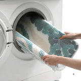 Fluffy Ocean Wavy Pattern Bath Mat