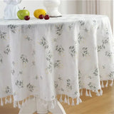 Golden Tassel Floral Round Table Cloth