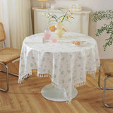 Golden Tassel Floral Round Table Cloth