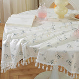 Golden Tassel Floral Round Table Cloth
