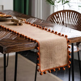 Jute Bohemian Pom-Pom Table Runner