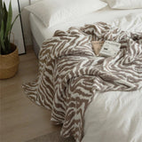 Knitted Zebra Pattern Throw Blanket