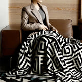 Labyrinthine Geometric Jacquard Throw Blanket