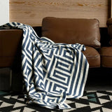 Labyrinthine Geometric Jacquard Throw Blanket
