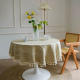 Leafline Embroidered Round Tablecloth