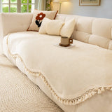 Luxury Chenille Woven Texture Tassel Sofa Cover