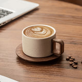Mug en céramique moderniste avec support en bois