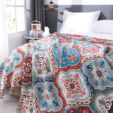 Jeté de lit en coton à pompons Mosaïque marocaine