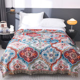 Jeté de lit en coton à pompons Mosaïque marocaine