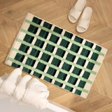 Moss Green Geometric Flock Bath Mat