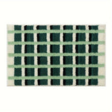 Moss Green Geometric Flock Bath Mat