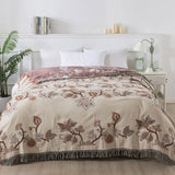 Orchid Trail Floral Cotton Tassel Bed Blanket