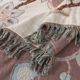 Orchid Trail Floral Cotton Tassel Bed Blanket