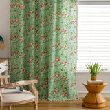 Pastoral Green Rose Tassel Curtain
